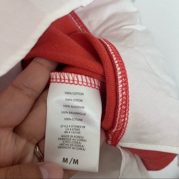 Anthropologie Eri + Ali Orange & White Layered Poplin Sweatshirt NWT - Picture 5 of 6